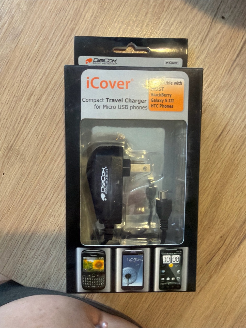 Compact Travel Charger with Micro USB Cable - Black